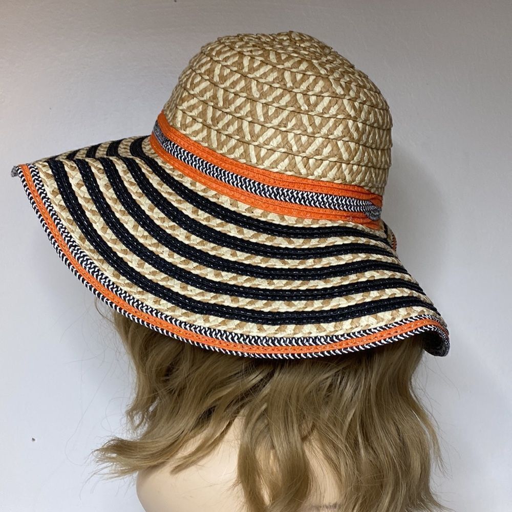 Striped Aztec Tribal Boho Straw Hat - Picture 4 of 7
